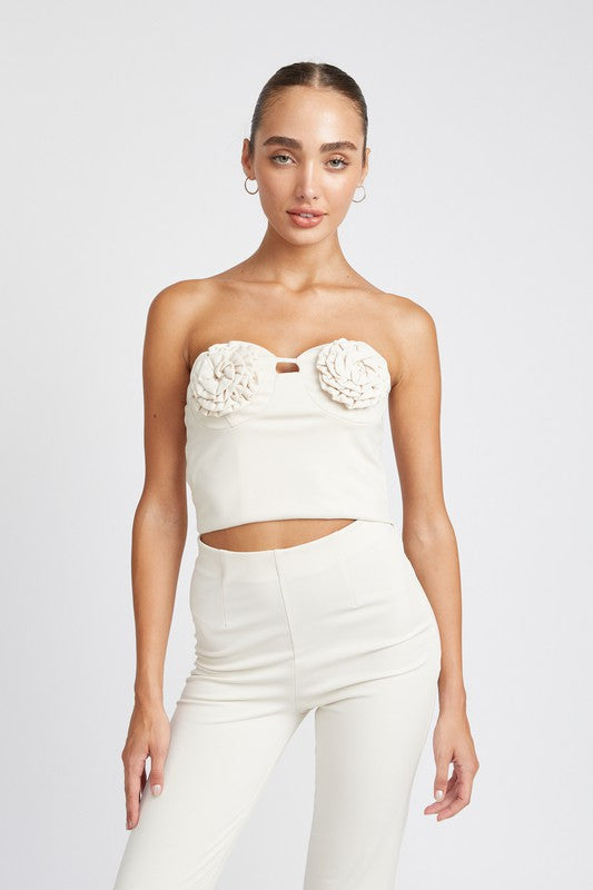 ROSETTE BUSTIER TOP